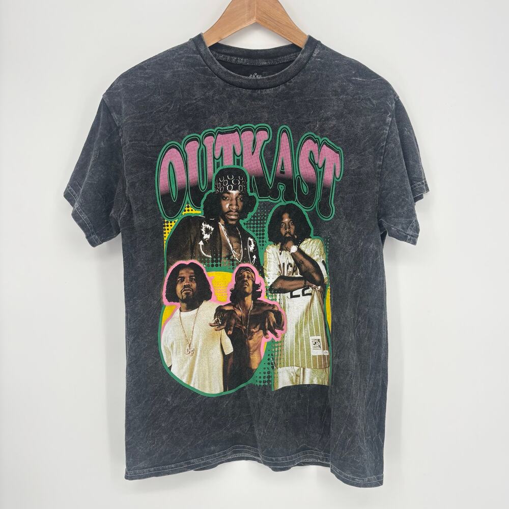 Outkast Y2K 100% Cotton Acid Wash Graphic Band Shirt Size M
